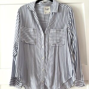 Abercrombie & Fitch White and Blue Striped Shirt